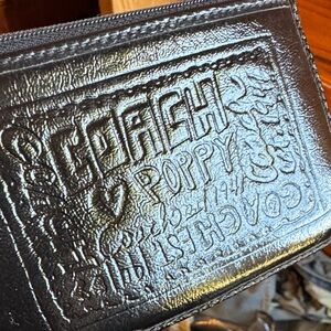 Coach Poppy Embossed Black Leather Wallet